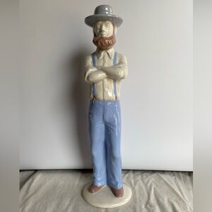 Vintage 1978 Mardy Glazed Porcelain Amish Man Figurine 11.5” Americana